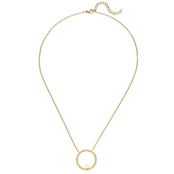 Collier mit Süßwasser Perle Edelstahl gold-farben