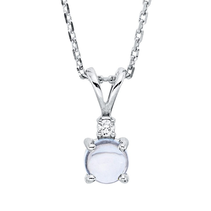 Collier aus 750 Weißgold Blautopas 1 Brillant 0.01ct