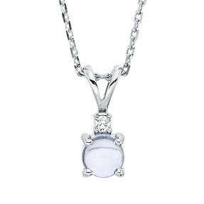 Collier aus 750 Weißgold Topas 0,41ct skyblue Brillant 0,01ct TW-SI L:45cm