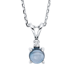 Collier aus 750 Weißgold Topas 0,41ct London Blue Brillant 0,01ct TW-SI L:45cm