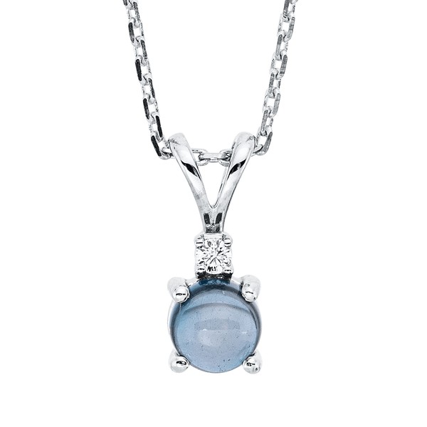 Collier aus 750 Weißgold Blautopas 1 Brillant 0.01ct