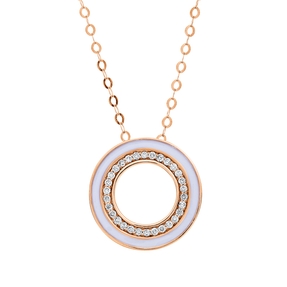 Collier aus 750 Rotgold Emaille weiß 30 Brillanten 0,15ct TW-SI L:50,8cm