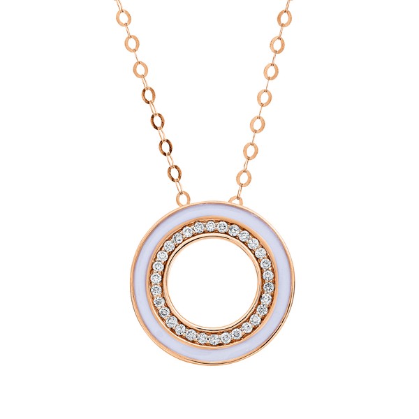 Collier aus 750 Rotgold Emaille 30 Brillanten 0.15ct