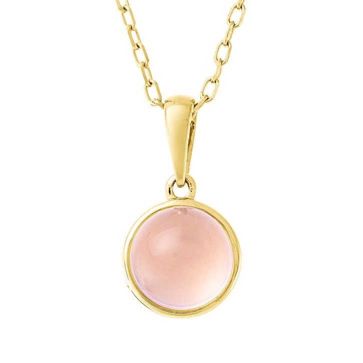 Collier aus 750 Gelbgold Rosenquarz