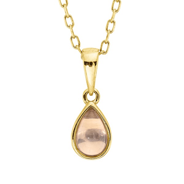 Collier Tropfen aus 750 Gelbgold Rosenquarz