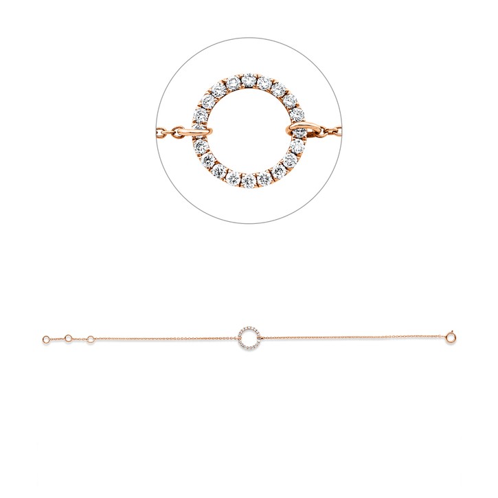 Armband Kreis aus 750 Rotgold 20 Brillanten 0.21ct