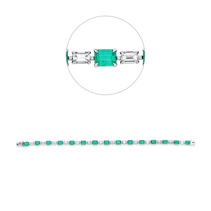 Armband aus 750 Weißgold 15 Smaragde 15 Diamanten 2.89ct