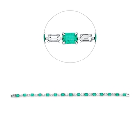 Armband aus 750 Weißgold 15 Smaragde 5,19ct mit Diamanten B:4mm L:16,5cm