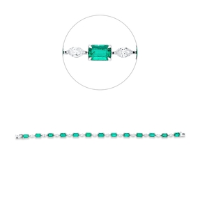 Armband aus 750 Weißgold 13 Smaragde 6,8ct grün mit Diamanten B:4,1mm L:17cm