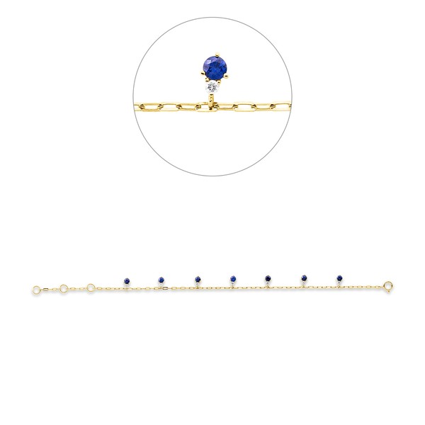 Armband aus 750 Gelbgold 7 Saphire 7 Brillanten 0.13ct