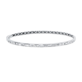 Armreif aus 750 Weißgold 21 Diamanten Baguette-Schliff 0,89ct TW-VSI 45x55mm
