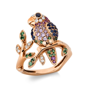 Ring aus 750 Rotgold 60 Saphire 0,84ct mehrfarbig 14 Diamanten 0,14ct B:22,6mm Ring aus 750 Rotgold 60 Saphire 0,84ct mehrfarbig 14 Diamanten 0,14ct B:22,6mm