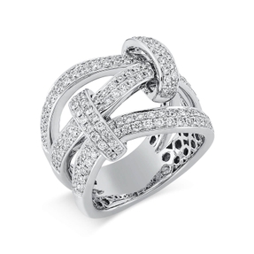 Ring aus 750 Gold Weißgold 170 Brillanten 1,26ct TW-SI B:16,6mm
