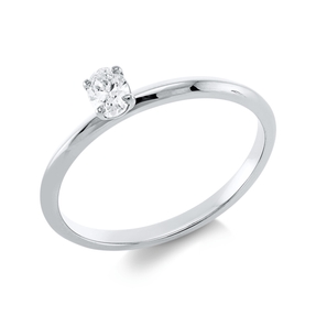 Solitaire Ring aus 750 Weißgold Diamant Oval-Schliff 0,19ct TW-SI B:4,5mm