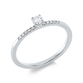 Ring aus 750 Gold Weißgold 11 Brillanten 0,19ct TW-SI B:3,3mm 4er-Krappe