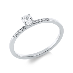 Ring aus 750 Gold Weißgold 11 Diamanten 0,28ct TW-SI B:4,5mm 4er-Krappe