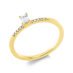 Ring aus 750 Gold Gelbgold 11 Diamanten 0,26ct TW-SI B:4,4mm 4er-Krappe