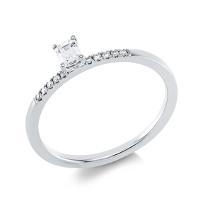 Ring aus 750 Gold Weißgold 11 Diamanten 0,26ct TW-SI B:4,4mm 4er-Krappe