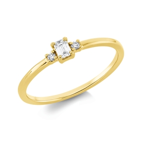 Ring aus 750 Gold Gelbgold 3 Diamanten 0,14ct TW-SI B:3,7mm 4er-Krappe