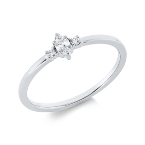 Ring aus 750 Gold Weißgold 3 Diamanten 0,13ct TW-SI B:4,9mm 2er-Krappe