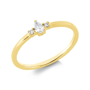 Ring aus 750 Gold Gelbgold 3 Diamanten 0,13ct TW-SI B:4,1mm 3er-Krappe