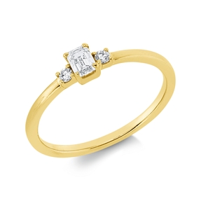 Ring aus 750 Gold Gelbgold 3 Diamanten 0,25ct TW-SI B:4mm 4er-Krappe