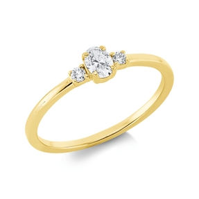 Ring aus 750 Gold Gelbgold 3 Diamanten 0,24ct TW-SI B:4,3mm 4er-Krappe