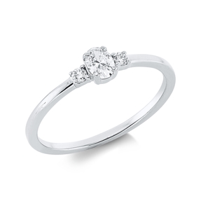 Ring aus 750 Gold Weißgold 3 Diamanten 0,24ct TW-SI B:4,3mm 4er-Krappe