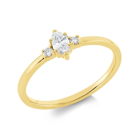 Ring aus 750 Gold Gelbgold 3 Diamanten 0,22ct TW-SI B:5,8mm 2er-Krappe