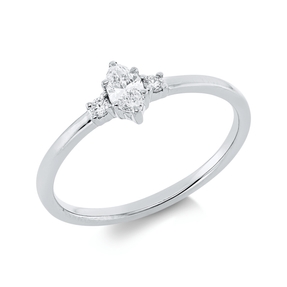 Ring aus 750 Gold Weißgold 3 Diamanten 0,22ct TW-SI B:5,8mm 2er-Krappe