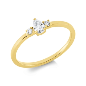 Ring aus 750 Gold Gelbgold 3 Diamanten 0,24ct TW-SI B:3,7mm 3er-Krappe