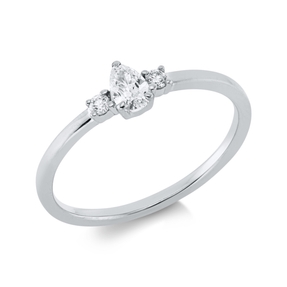Ring aus 750 Gold Weißgold 3 Diamanten 0,24ct TW-SI B:3,7mm 3er-Krappe
