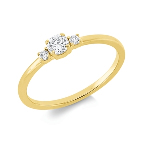 Ring aus 750 Gold Gelbgold 3 Brillanten 0,24ct TW-SI B:5mm 4er-Krappe