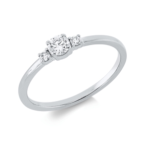 Ring aus 750 Gold Weißgold 3 Brillanten 0,24ct TW-SI B:5mm 4er-Krappe