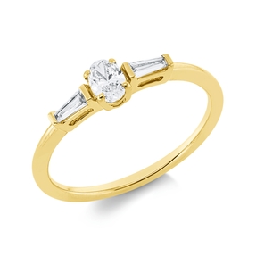 Ring aus 750 Gold Gelbgold 3 Diamanten 0,3ct TW-SI B:4,6mm 4er-Krappe