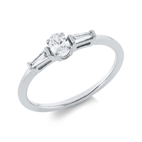 Ring aus 750 Gold Weißgold 3 Diamanten 0,3ct TW-SI B:4,6mm 4er-Krappe