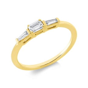 Ring aus 750 Gold Gelbgold 3 Diamanten 0,32ct TW-SI B:3,1mm 4er-Krappe