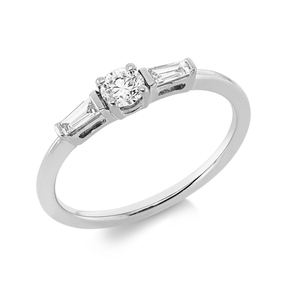 Ring aus 750 Gold Weißgold 3 Diamanten 0,33ct TW-SI B:3,7mm 4er-Krappe
