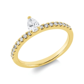 Ring aus 750 Gold Gelbgold 17 Diamanten 0,43ct TW-SI B:5,8mm 3er-Krappe