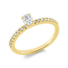 Ring aus 750 Gold Gelbgold 17 Diamanten 0,45ct TW-SI B:4,9mm 4er-Krappe