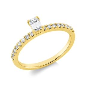 Ring aus 750 Gold Gelbgold 17 Diamanten 0,43ct TW-SI B:4,7mm 4er-Krappe