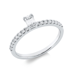 Ring aus 750 Gold Weißgold 17 Diamanten 0,47ct TW-SI B:4,7mm 4er-Krappe