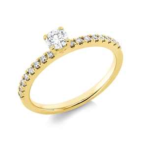 Ring aus 750 Gold Gelbgold 17 Brillanten 0,45ct TW-SI B:4mm 4er-Krappe