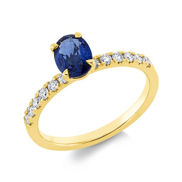Ring aus 750 Gelbgold Saphir 12 Brillanten 0.25ct
