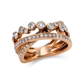 Ring aus 750 Gold Rotgold 48 Brillanten 0,85ct TW-VSI B:10,8mm Ring aus 750 Gold Rotgold 48 Brillanten 0,85ct TW-VSI B:10,8mm
