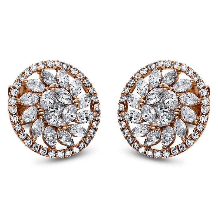 Ohrstecker aus 750 Rotgold 98 Brillanten 1.58ct