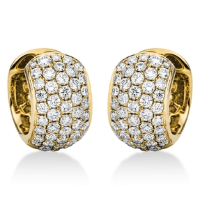 Pavé Creolen aus 750 Gold Gelbgold 90 Brillanten 1,27ct TW-VSI 13,9x8,1mm