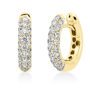 Pavé Creolen aus 750 Gold Gelbgold 50 Brillanten 1,12ct TW-VSI 15,8x3,5mm