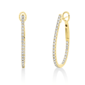 Creolen aus 750 Gold Gelbgold 58 Brillanten 1,01ct TW-SI 31,3x1,8mm Creolen aus 750 Gold Gelbgold 58 Brillanten 1,01ct TW-SI 31,3x1,8mm