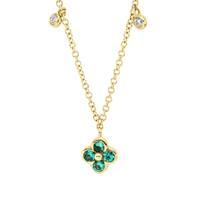 Collier aus 585 Gelbgold 4 Smaragde 0,13ct grün 4 Brillanten 0,08ct TW-SI L:45,7cm Collier aus 585 Gelbgold 4 Smaragde 0,13ct grün 4 Brillanten 0,08ct TW-SI L:45,7cm